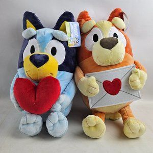 Bluey Friends Valentine's Day 2024 BLUEY & BINGO 17” PLUSH Set NEW